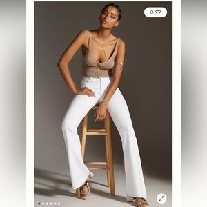 NWOT Paige Womens High Rise Laurel Canyon Size 29 Raw Hem‎ Flare Leg White